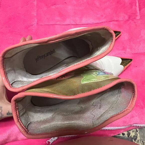 Jeffrey Campbell Nevertheless Western Heel Boots Leather Mesh 5.5 Cowboy - Picture 6 of 7